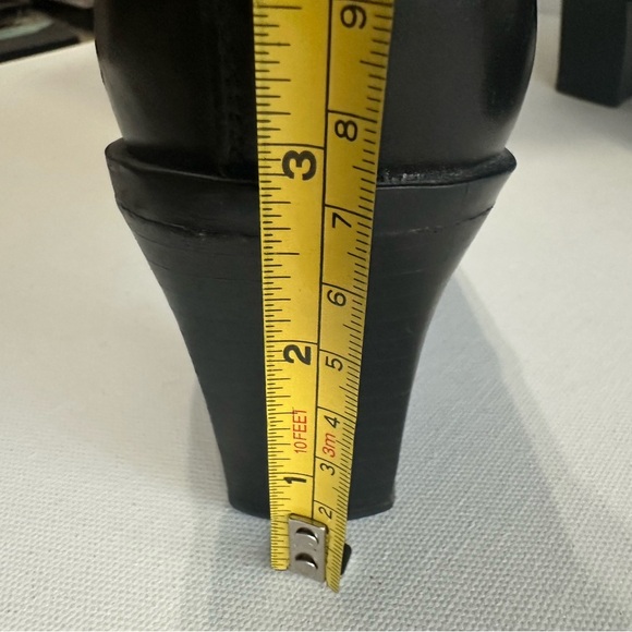 Antonio Melani Heels Black Leather Booties 3” Heel Y2K Chunky Square Toe - Picture 11 of 12